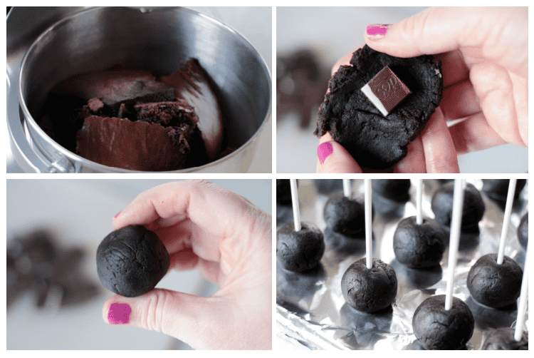 collage of cake pop process shots