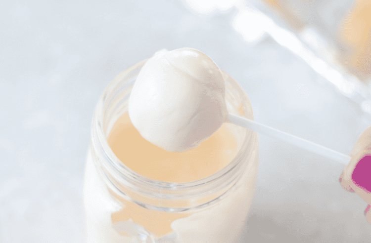 cake pop dipped into white chocolate