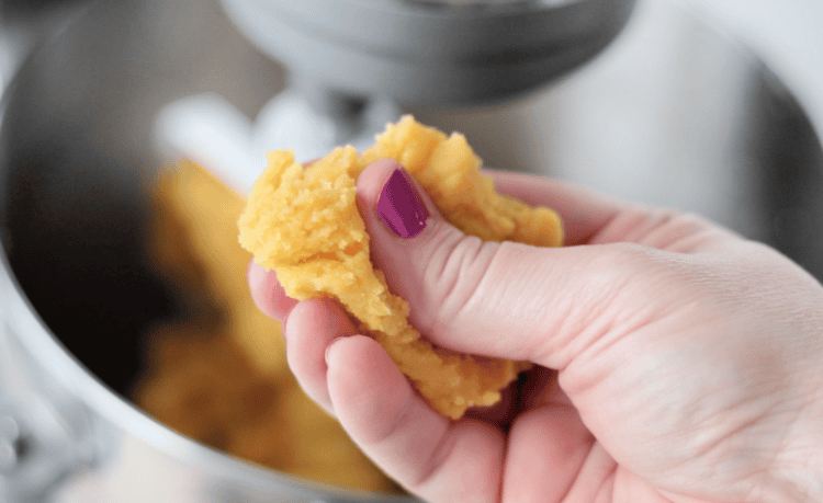 hot cake mashed into dough
