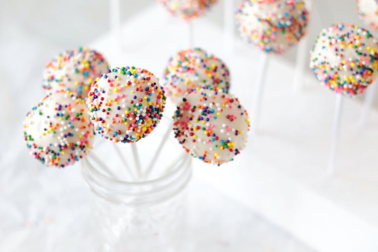 5 birthday cake pops in jar