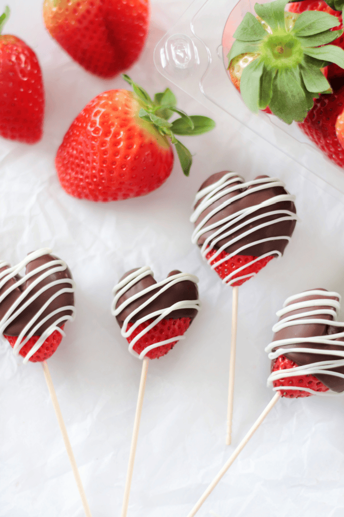 heart strawberries dipped into chocolate