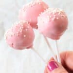 hand holding starbucks cake pops