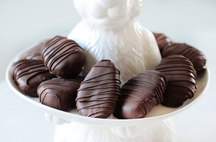 coconut cream eggs on bunny platter