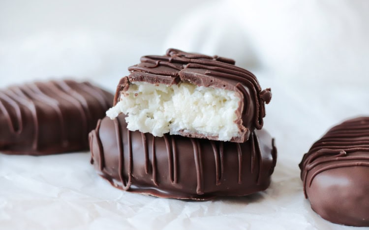 coconut cream egg broken in half