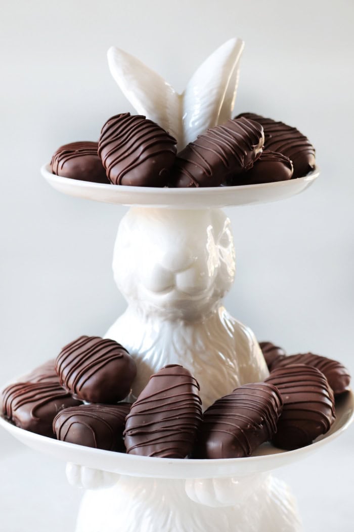 bunny platter with chocolate coconut cream eggs