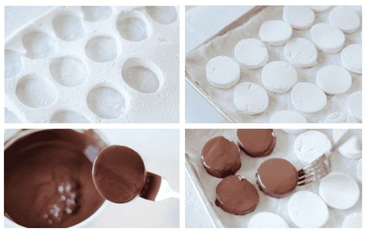 marshmallows cut into egg shapes