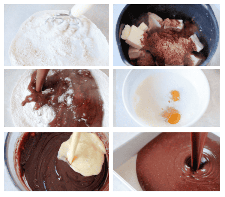 process shots of chocolate cake