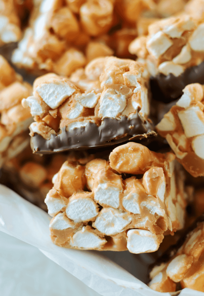 peanut butter squares in pan