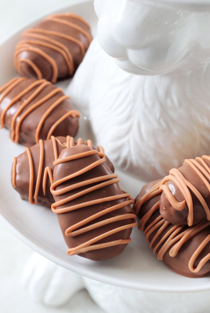 scotcheroo eggs drizzled with butterscotch