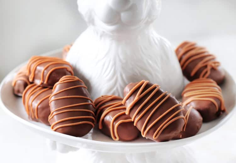 scotcheroo eggs on bunny platter