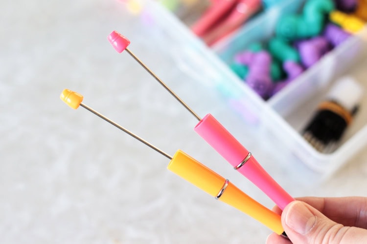 orange and pink beadable pens without beads