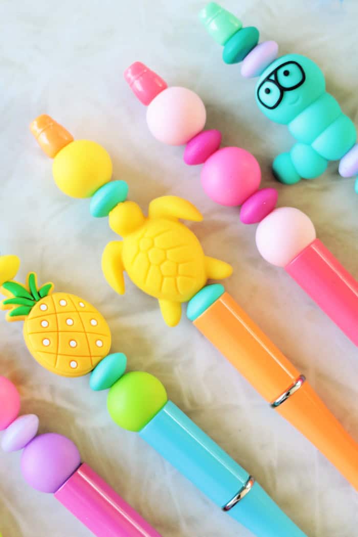 variety of beadable pens with silicone beads