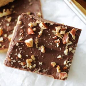 Two toffee bar squares.