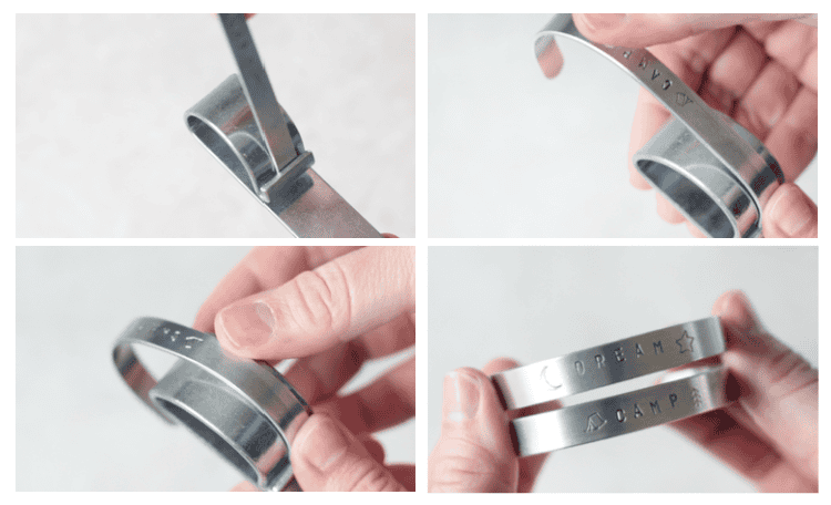process collage of bracelet bent around bending tool
