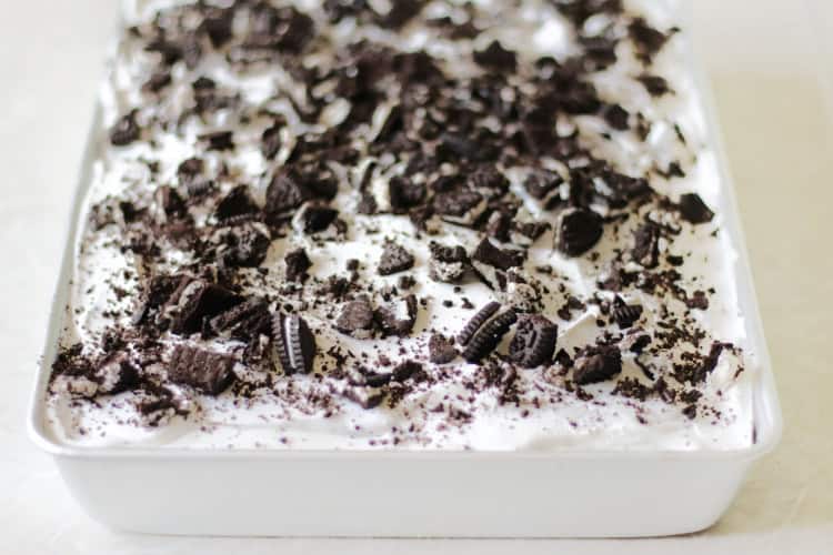 pan of ice cream sandwich cake
