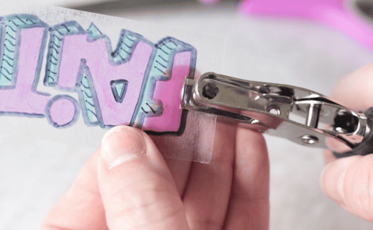 hole punch in shrinky dink design