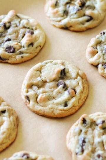 tray of baked cookies on parchment paper