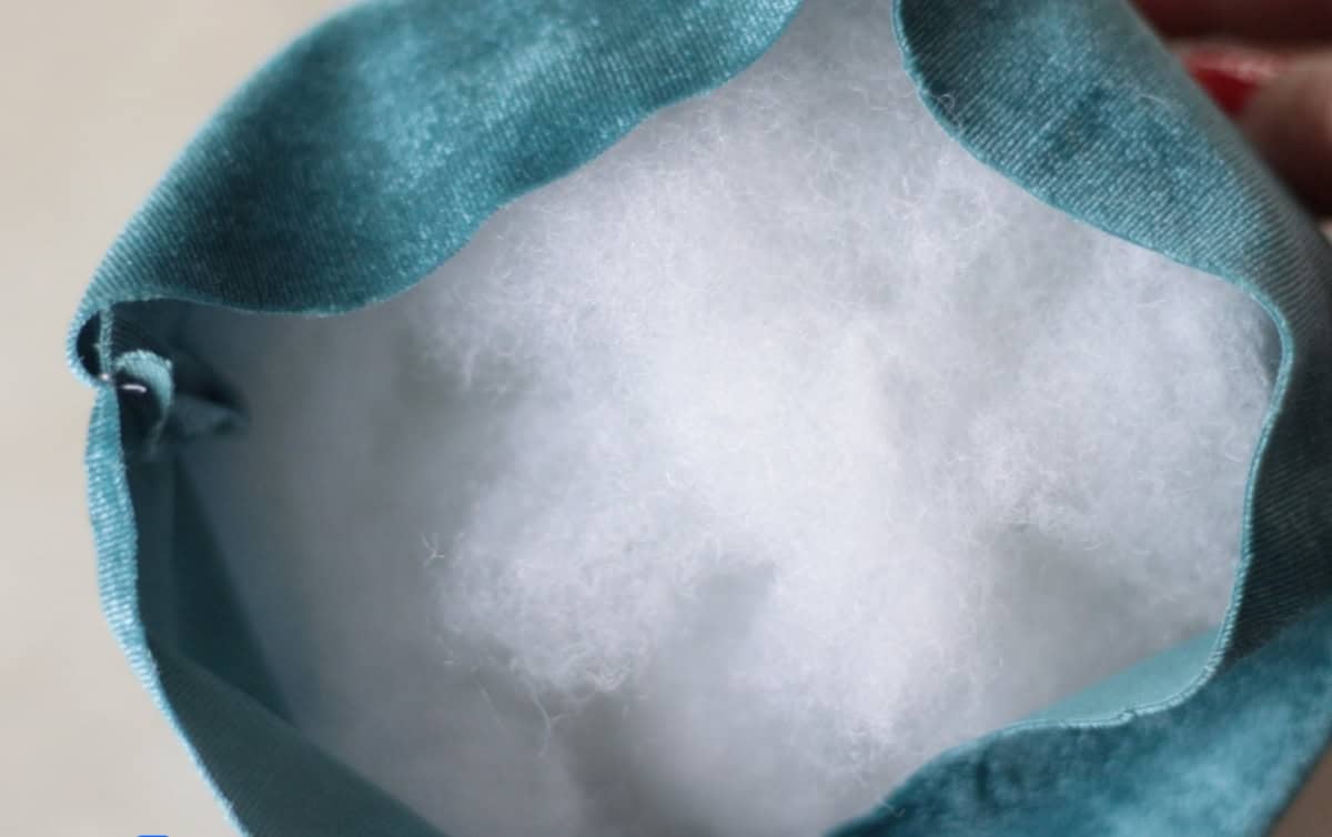 Velvet filled with pillow stuffing.