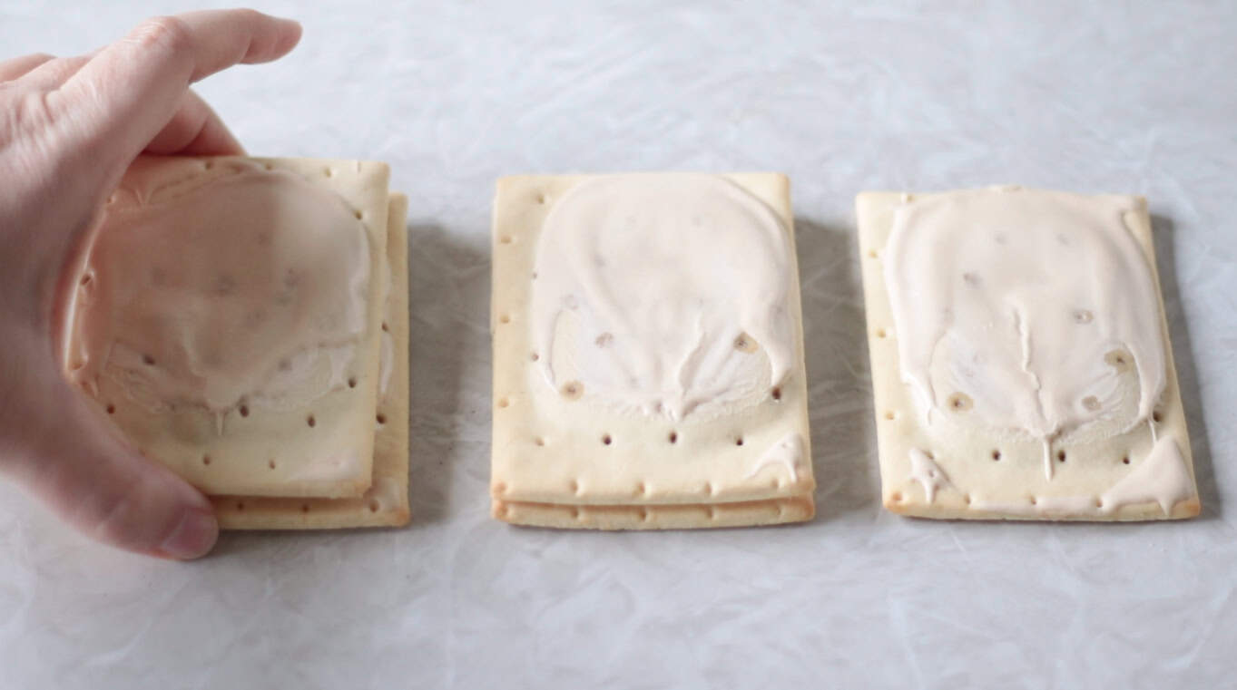 Fibe brown sugar pop tarts on a table top.