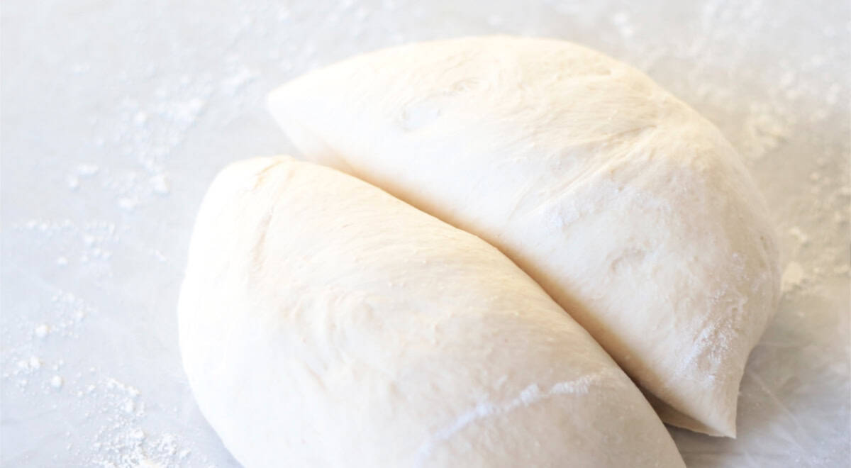 Roll dough sliced in half.