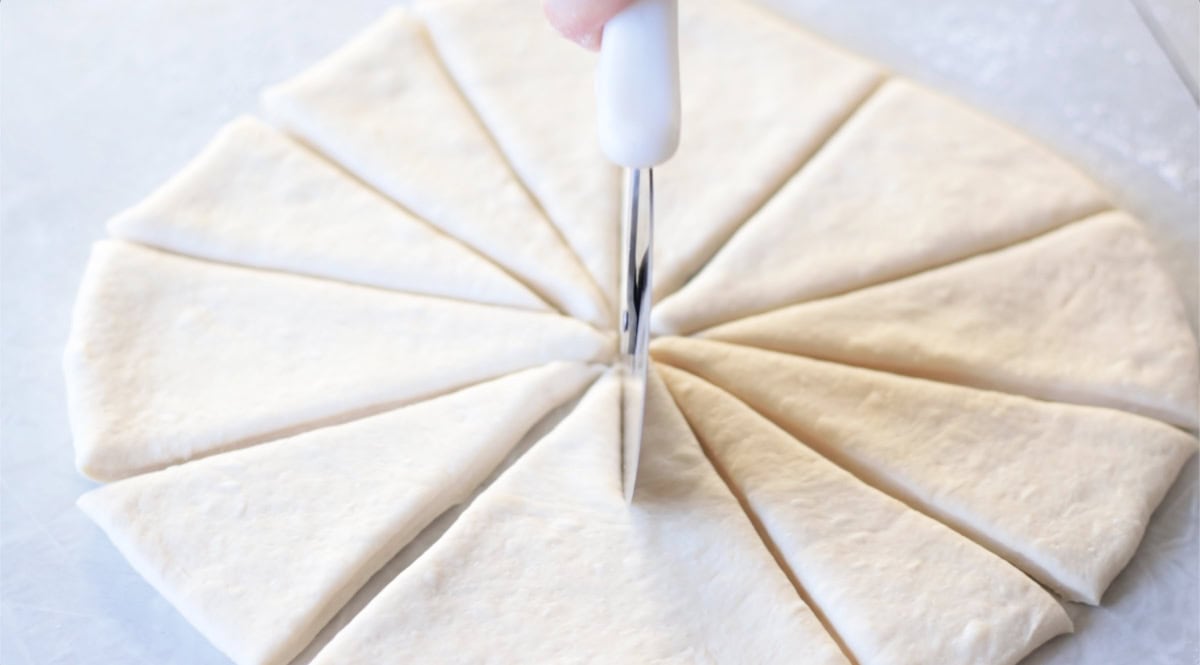 Roll dough sliced into triangles with a pizza cutter.