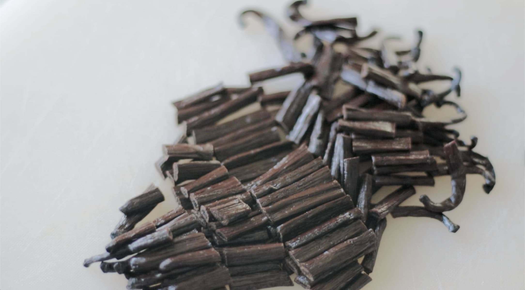 Vanilla beans cut into small pieces.
