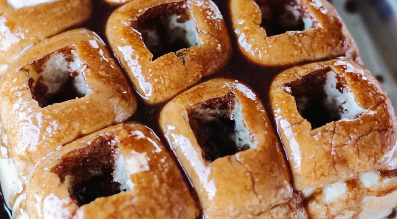 Hawaiian rolls brushed with melted butter and cinnamon and sugar.