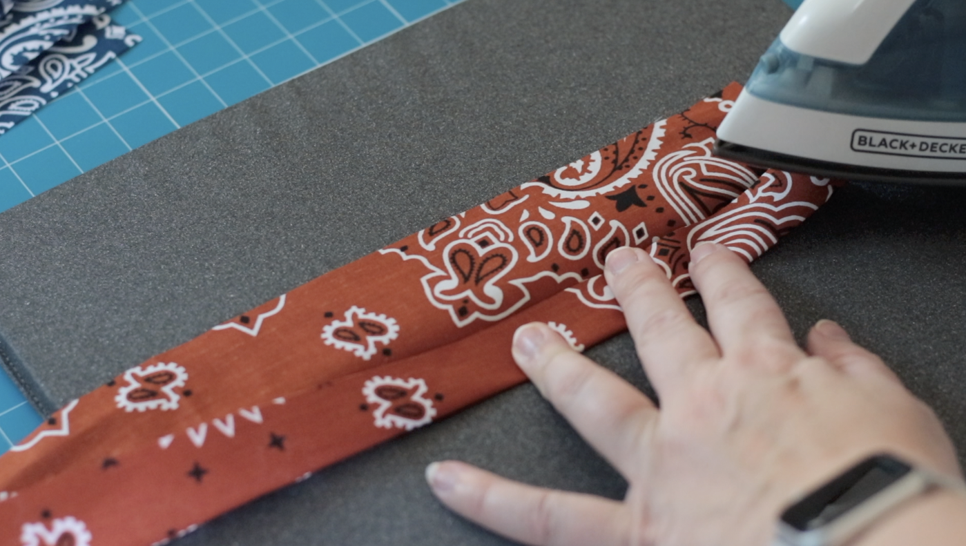 Fabric folded and pressed with iron.
