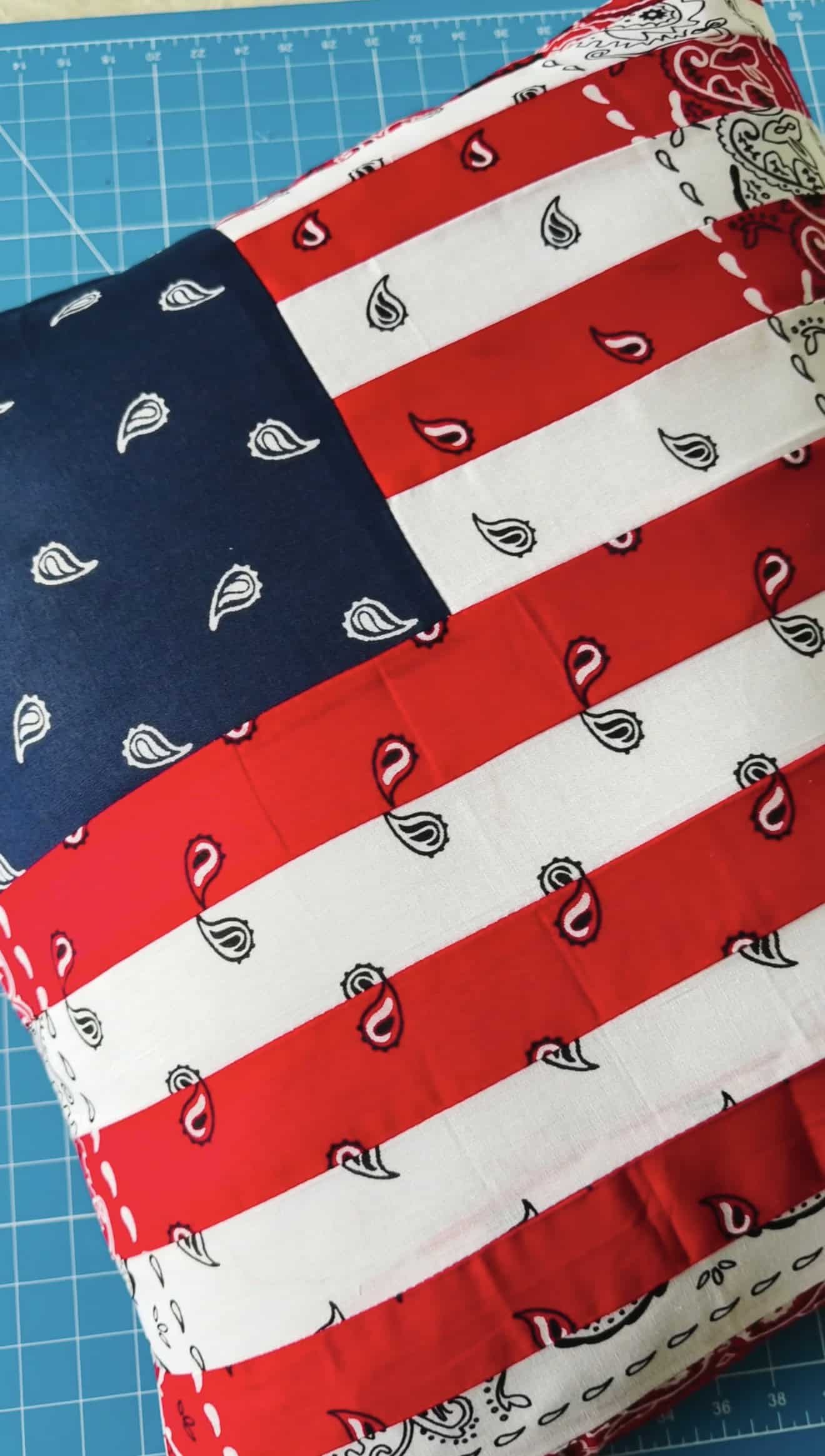 Front of bandana flag pillow.