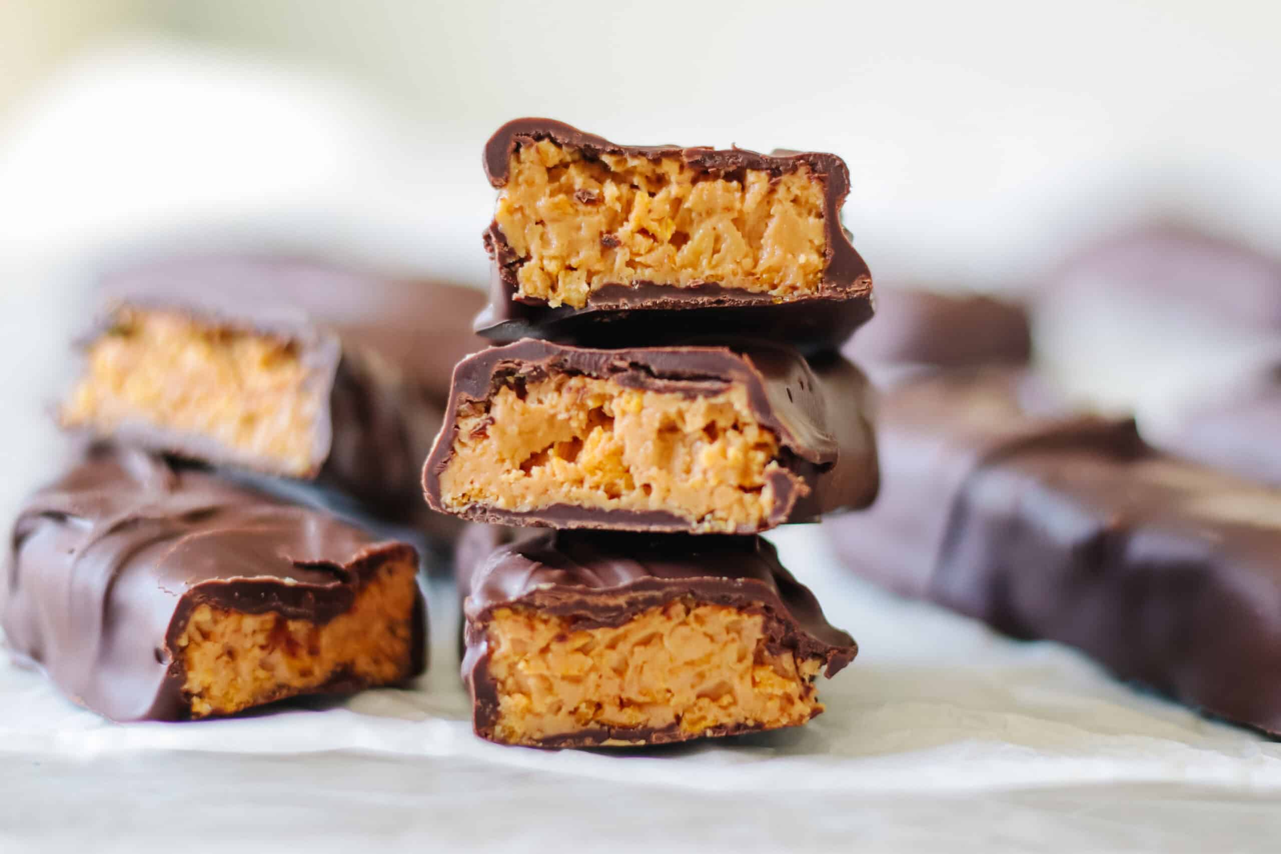 Stack of cornflake butterfinger bars.