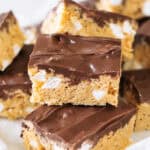 Marshmallow scotcheroos on a plate.