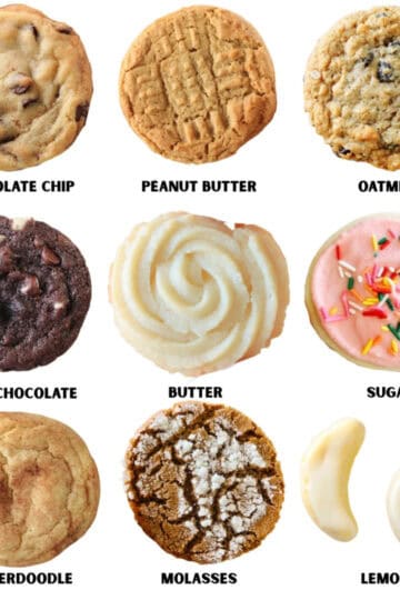 Collage of 9 different types of cookies.