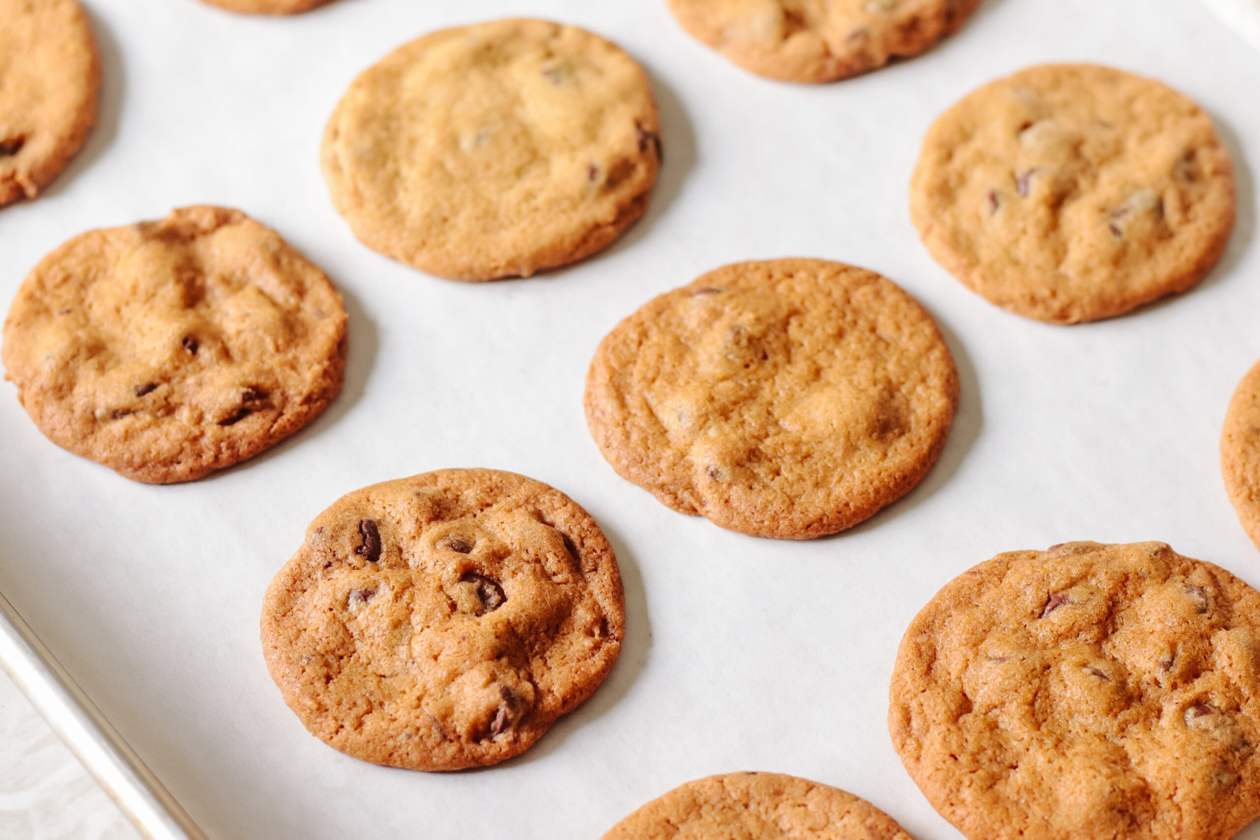 Baked cookies on baking sheet.
