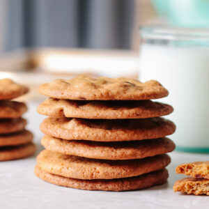 Stack of thin and crispy cookies.
