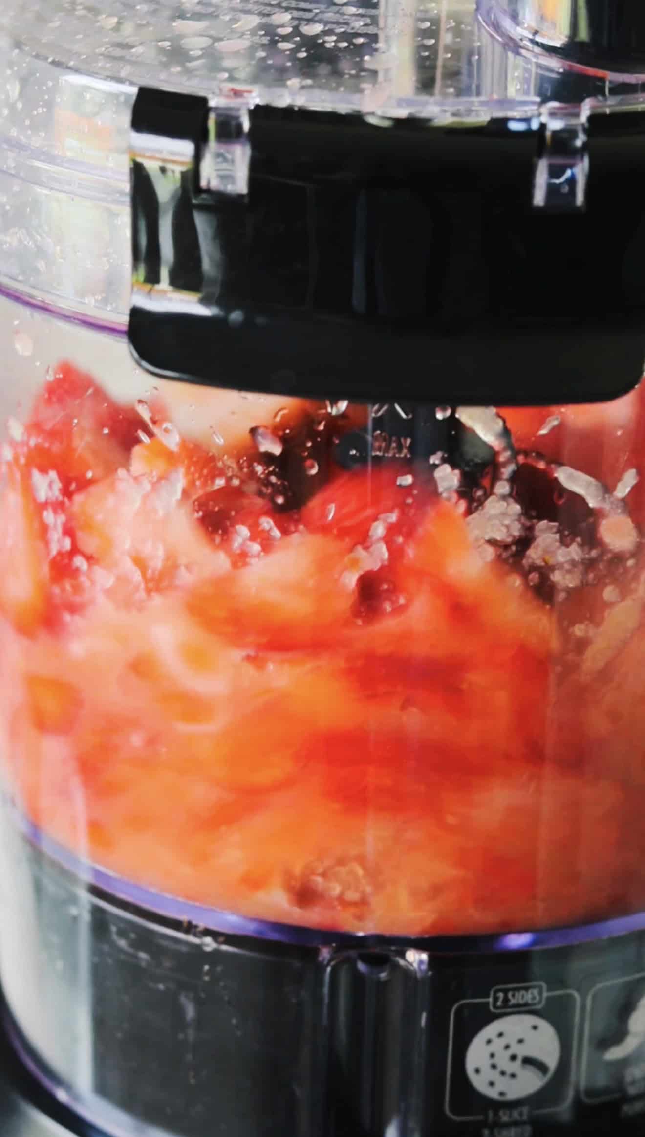 Blender of fresh strawberries and applesauce.