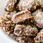 Bowl of almond roca.