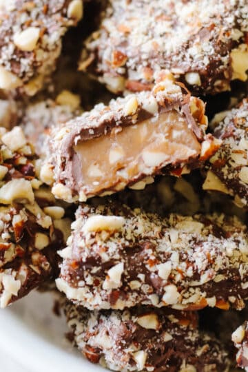 Bowl of almond roca.