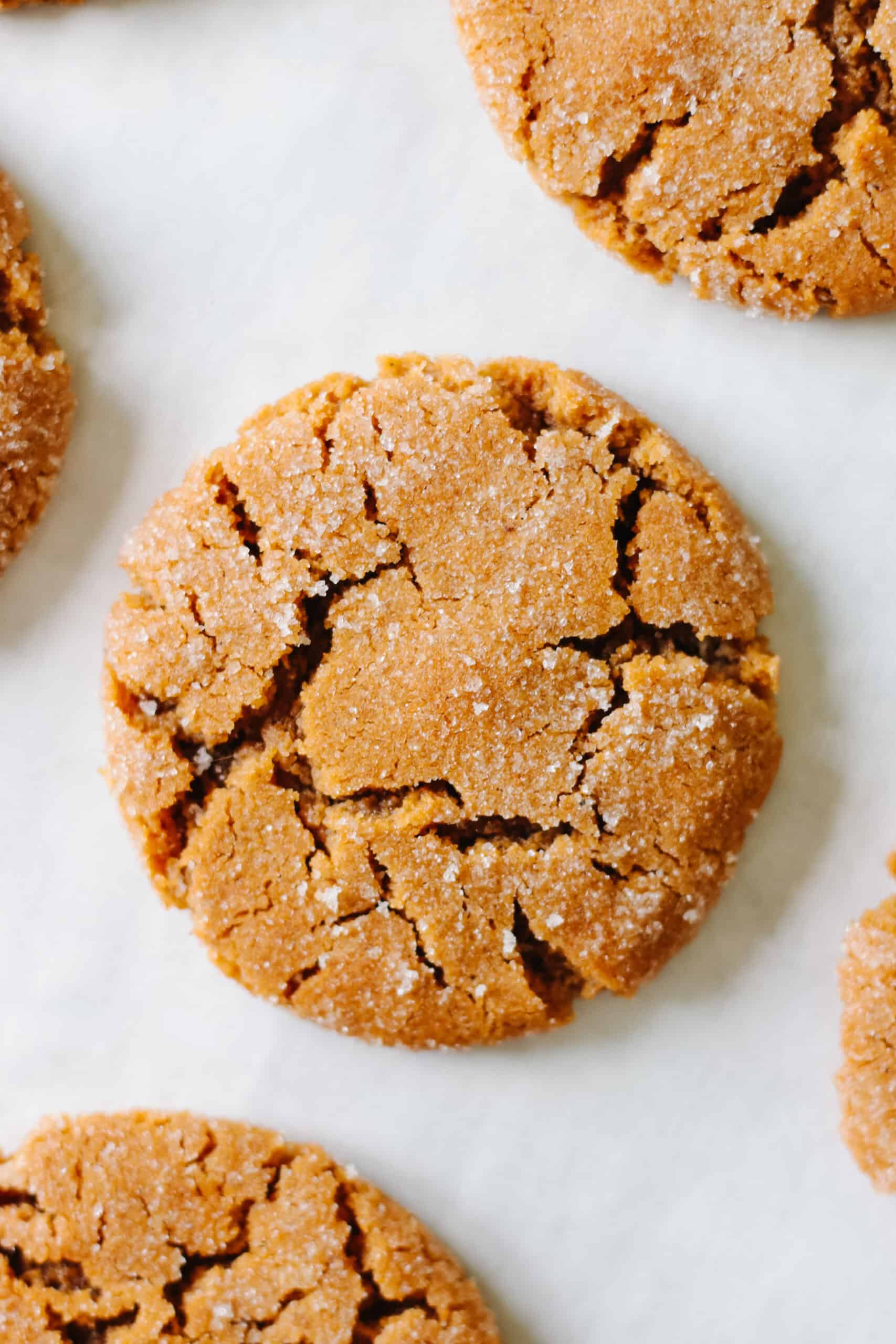 Disney molasses cookies on parchment paper.