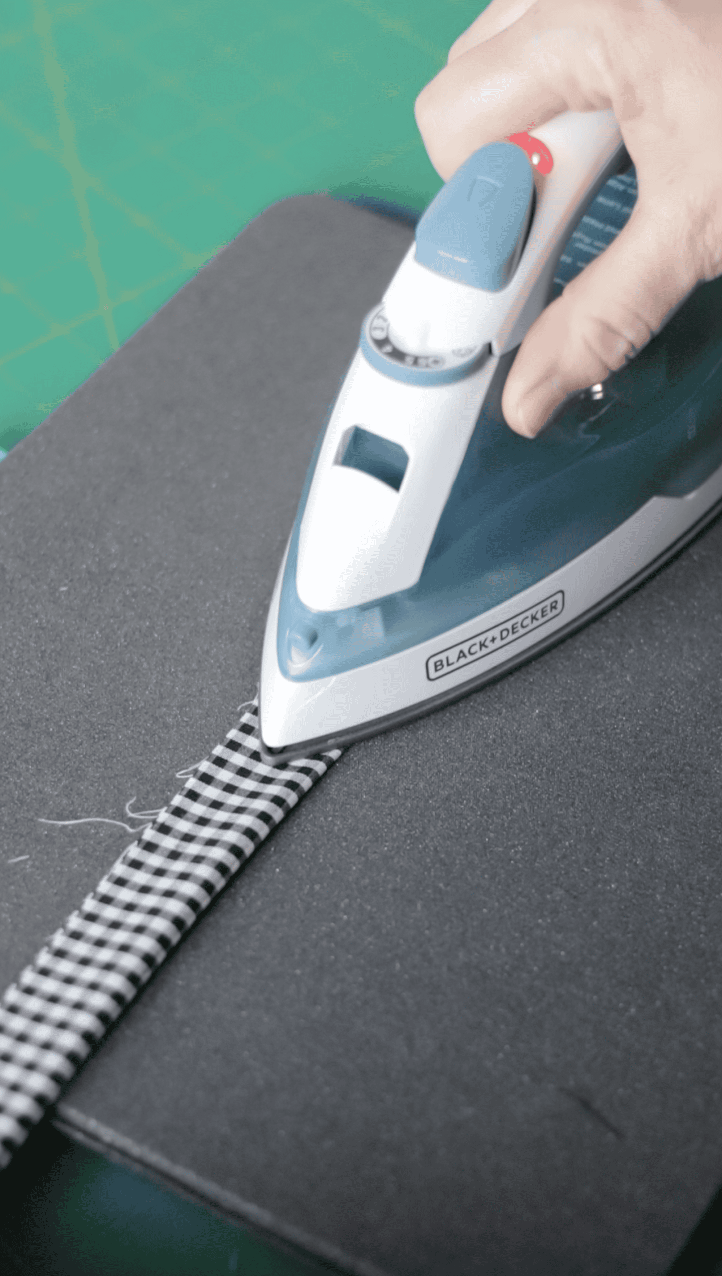 Iron pressing binding strips.