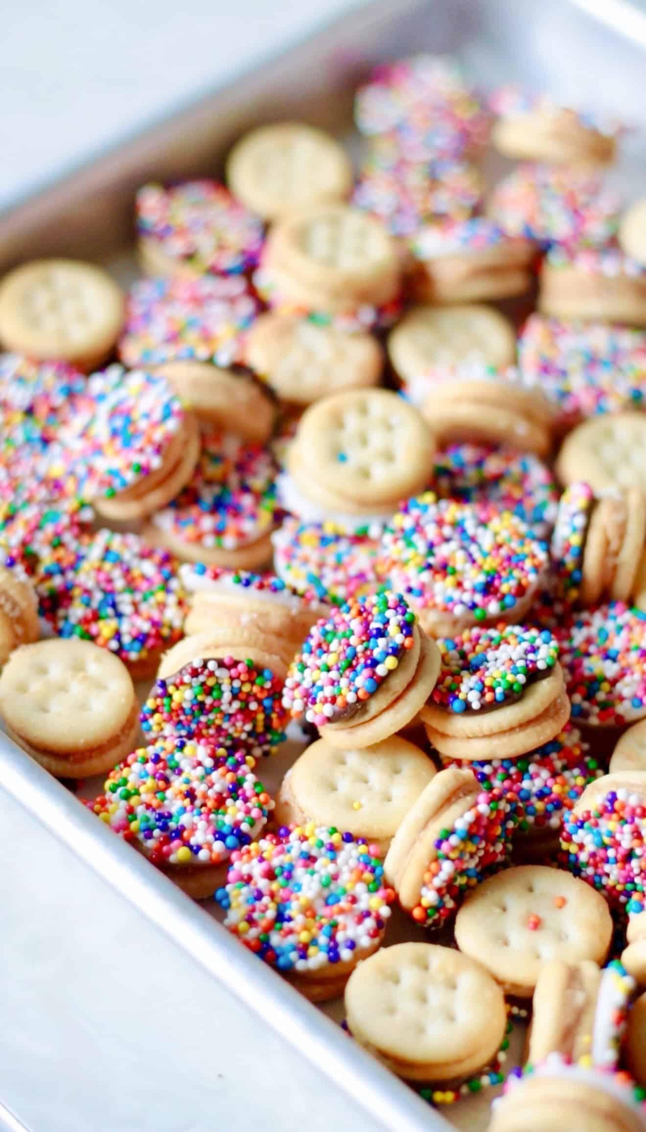 Ritz freckles in baking pan.