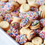 Ritz freckles in baking sheet.