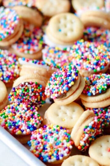 Ritz freckles in baking sheet.