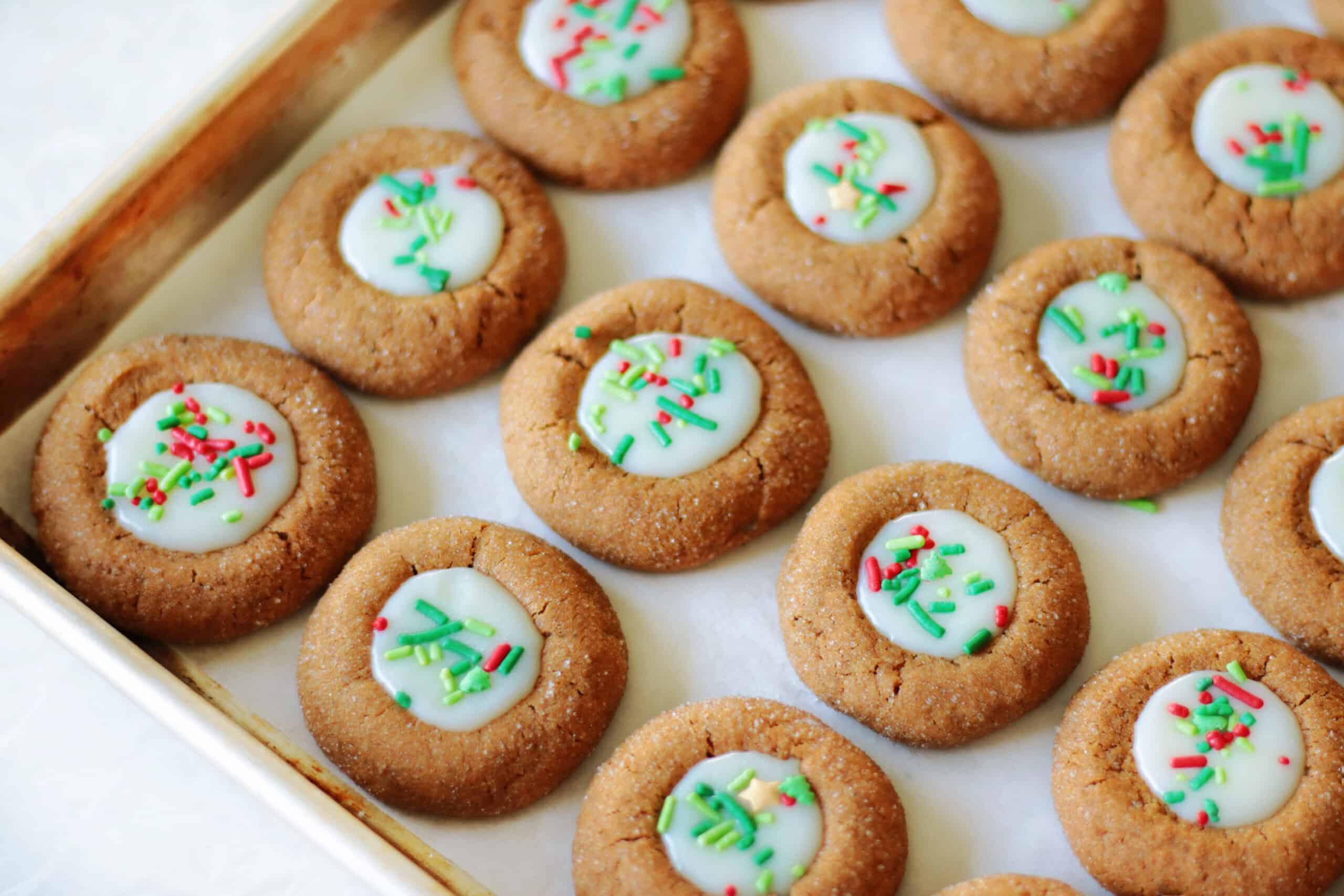 Baking sheet of ginger cookies.