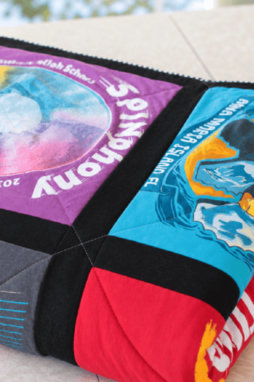 Folded t-shirt quilt.