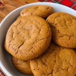 Gingerbread cookies on a white platter.
